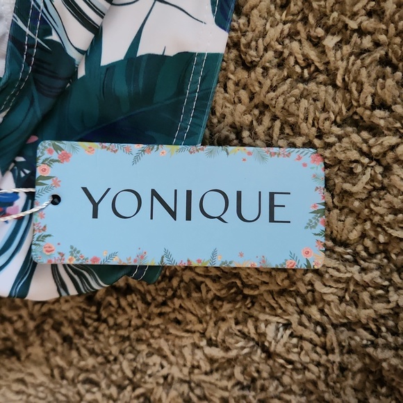 Yonique Floral Swim Top with Stappy Detail on Back - Picture 5 of 6